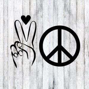 Peace Sign & Love Heart Car Window Decal